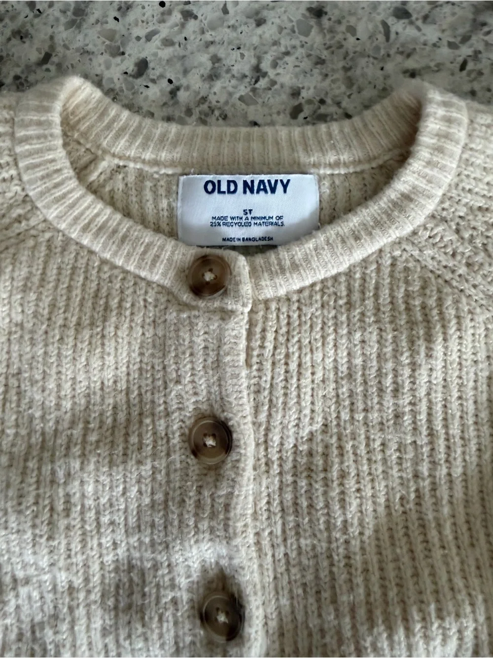 Old Navy Cream Crewneck Button Cardigan